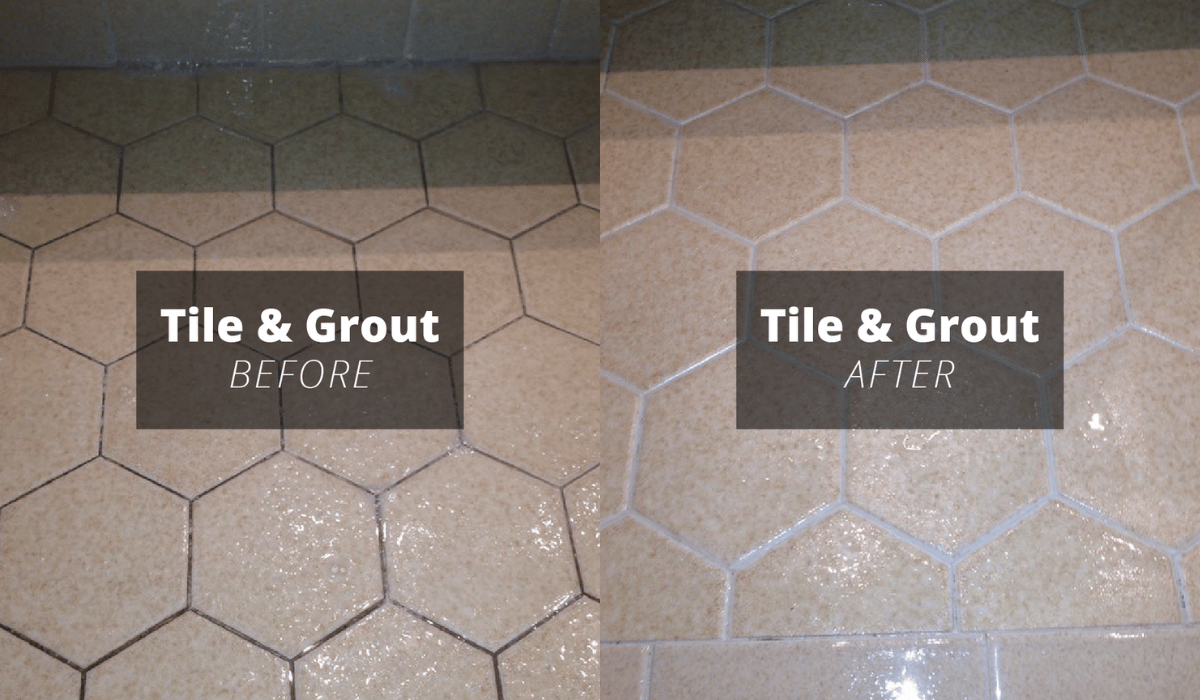 Before and after picture of tile
