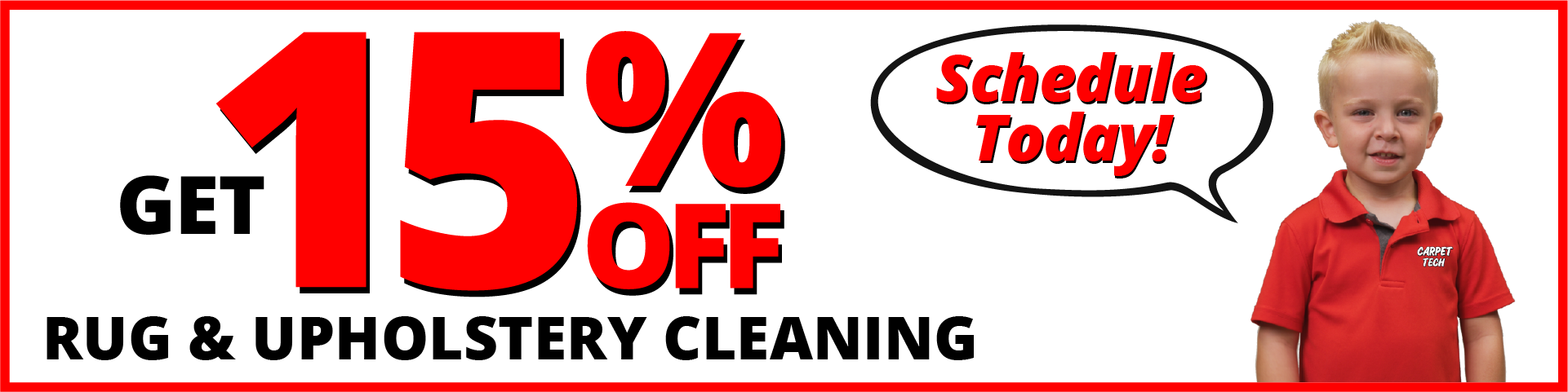Get 15% OFF Rug & Upholstery Cleaning