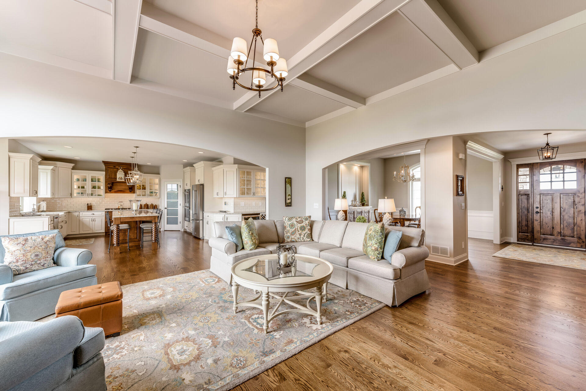 Great room staged and ready for open house