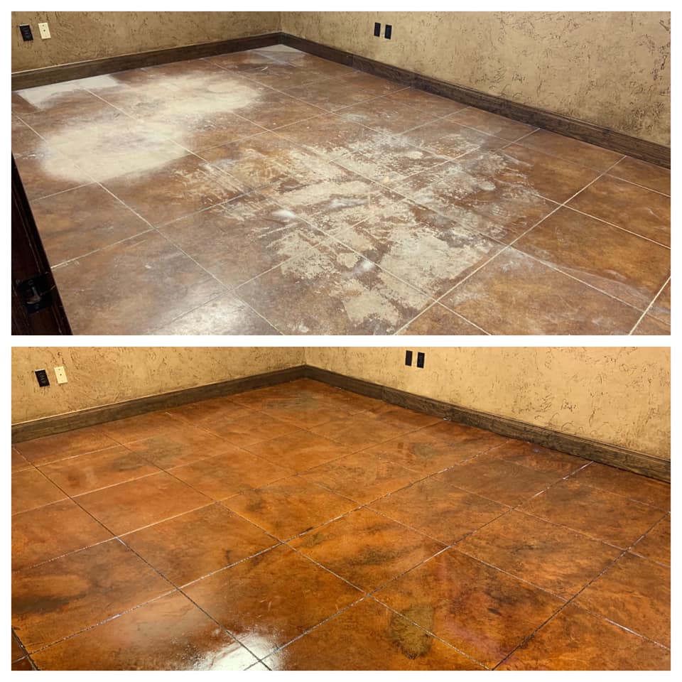 concrete cleaning before and after