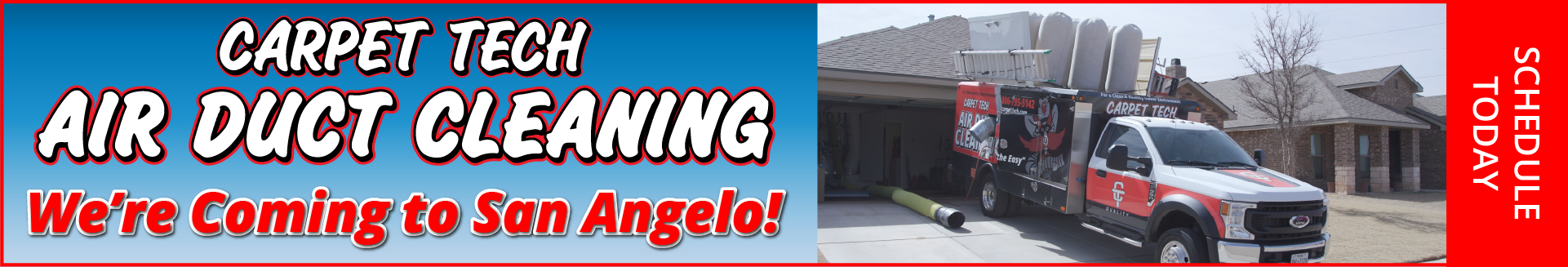 Carpet Tech Air Duct Cleaning is coming to San Angelo.