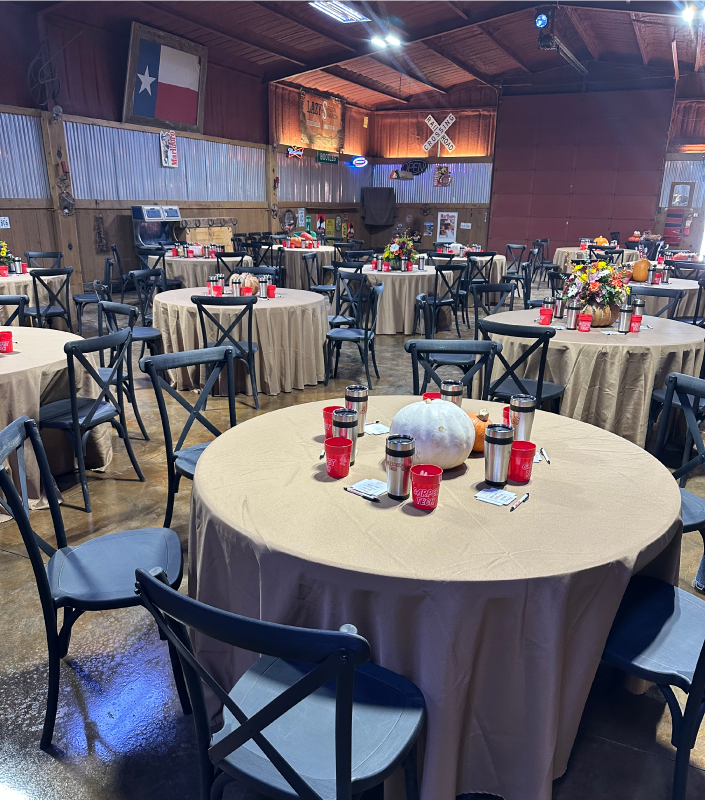 Interior image of the Rock Ranch Event Hall.